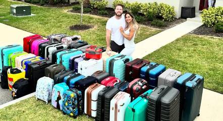 Maíra Cardi e Thiago Nigro chamam atenção da web por quantidade de malas ao voltarem dos EUA