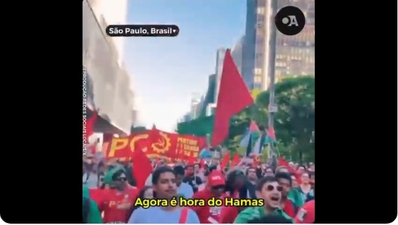 [VÍDEO] Protesto da esquerda no Brasil tem música em defesa dos terroristas do Hamas; ASSISTA