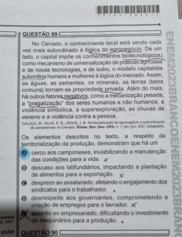 Questão do Enem mostra discurso de ódio contra o agronegócio; bancada do agro diz que há cunho ideológico