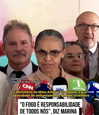 VÍDEO: “O fogo não é municipal, não é estadual, é responsabilidade de todos nós”, diz Marina Silva sobre queimadas