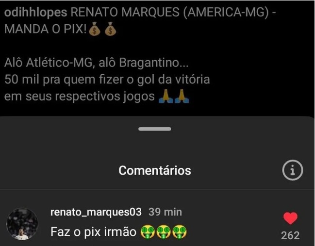 Jogador do América-MG 'cobra' Pix por vitória sobre Bahia, e clube apura caso