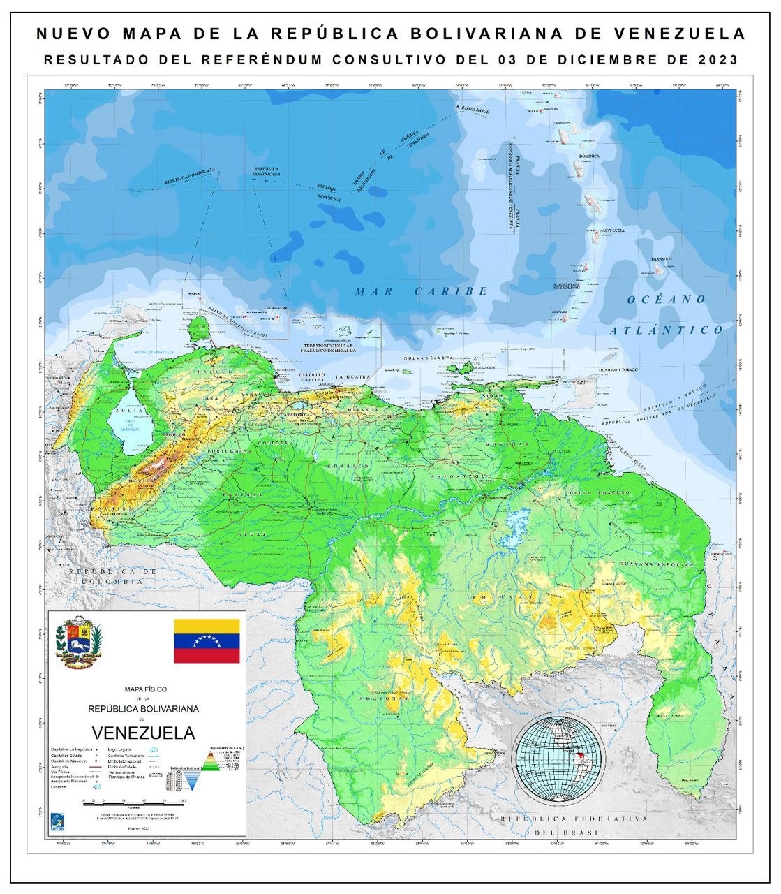 Maduro divulga novo mapa da Venezuela com parte da Guiana
