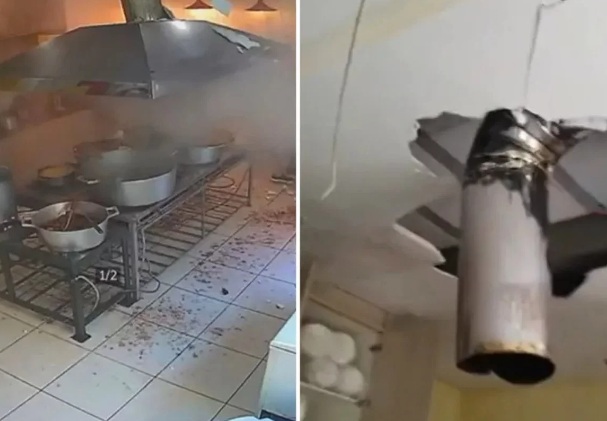 VÍDEO: panela de pressão explode, deixa 1 ferido e buraco no teto