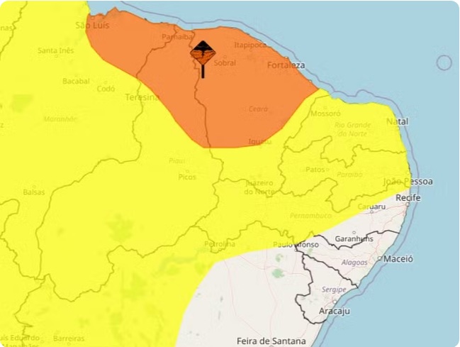 RN tem previsão de chuva forte e alerta de ventos de até 60 km/h