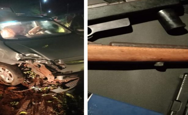 Quadrilha faz arrastão em Zumbi, mas capota carro durante a fuga