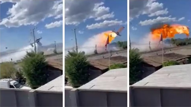 VÍDEO: Avião colide com fios de poste de energia e pega fogo no Chile