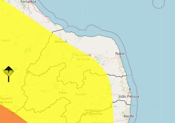 Inmet emite alerta de chuvas intensas para as regiões Central, Oeste e Agreste do RN